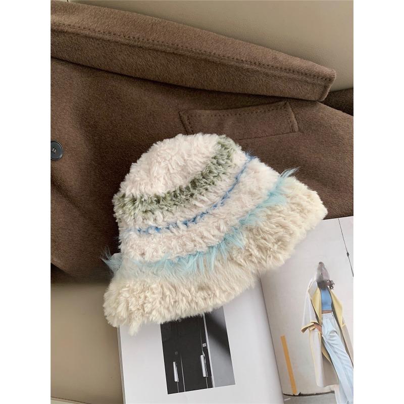 

Korean Style Face showing Small Plush Knitted Hat for Women in Autumn and Winter New Thickened Warm Ear Protection Woolen Hat Big Head Basin Hat M（56-58cm）