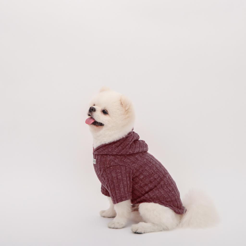 Burgundy Pet Hoodie, Winter Warm Dog Hoodies, Dog/Cat Hooded Sweatshirt, Soft Warm Pet Clothes for Small Medium Dogs Cats