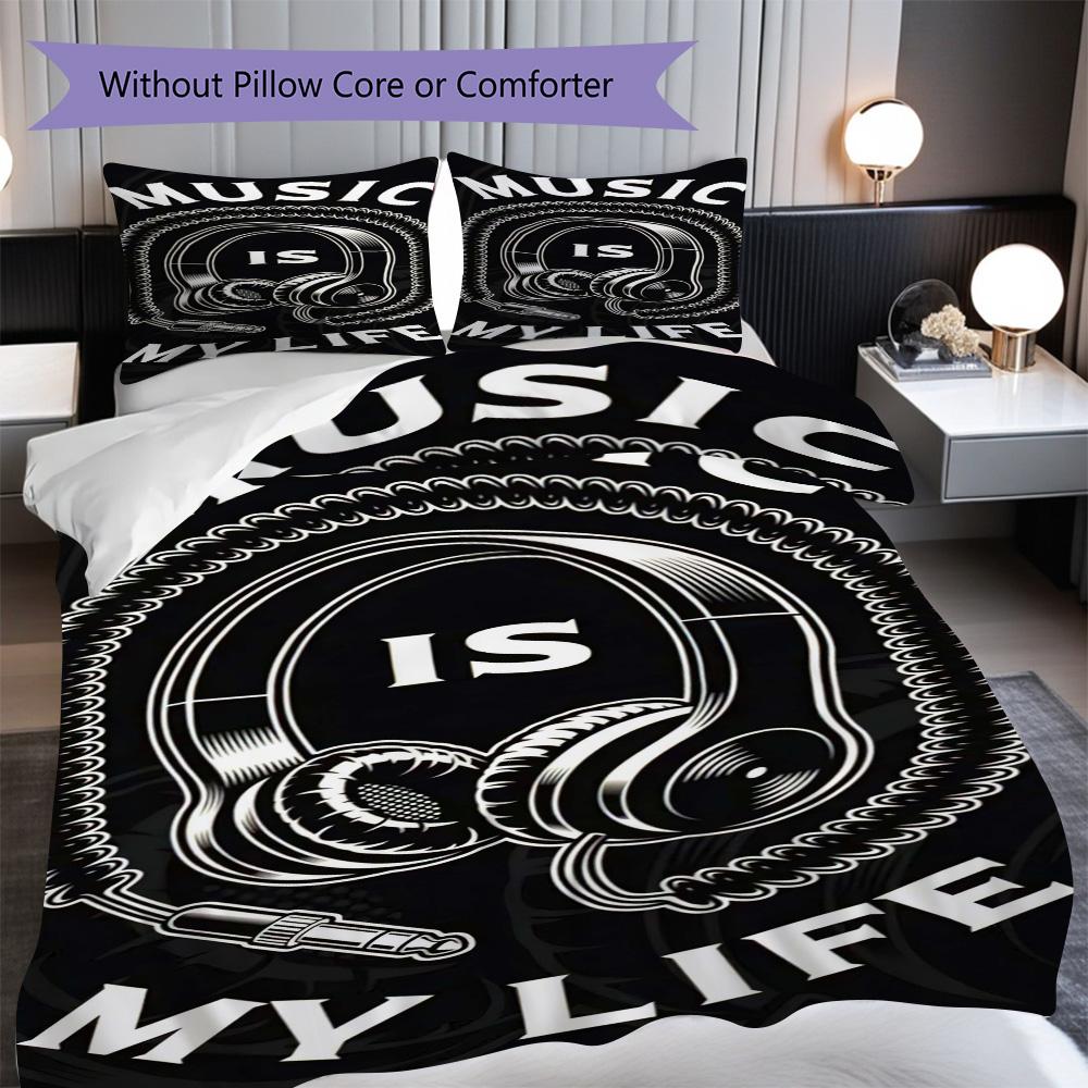1PC Music, guitar Theme Bedding Quilt Set Quilt Cover Pillowcase Home Decoration Birthday Gift (1 * duvet cover + 2 * pillowcase, without core)