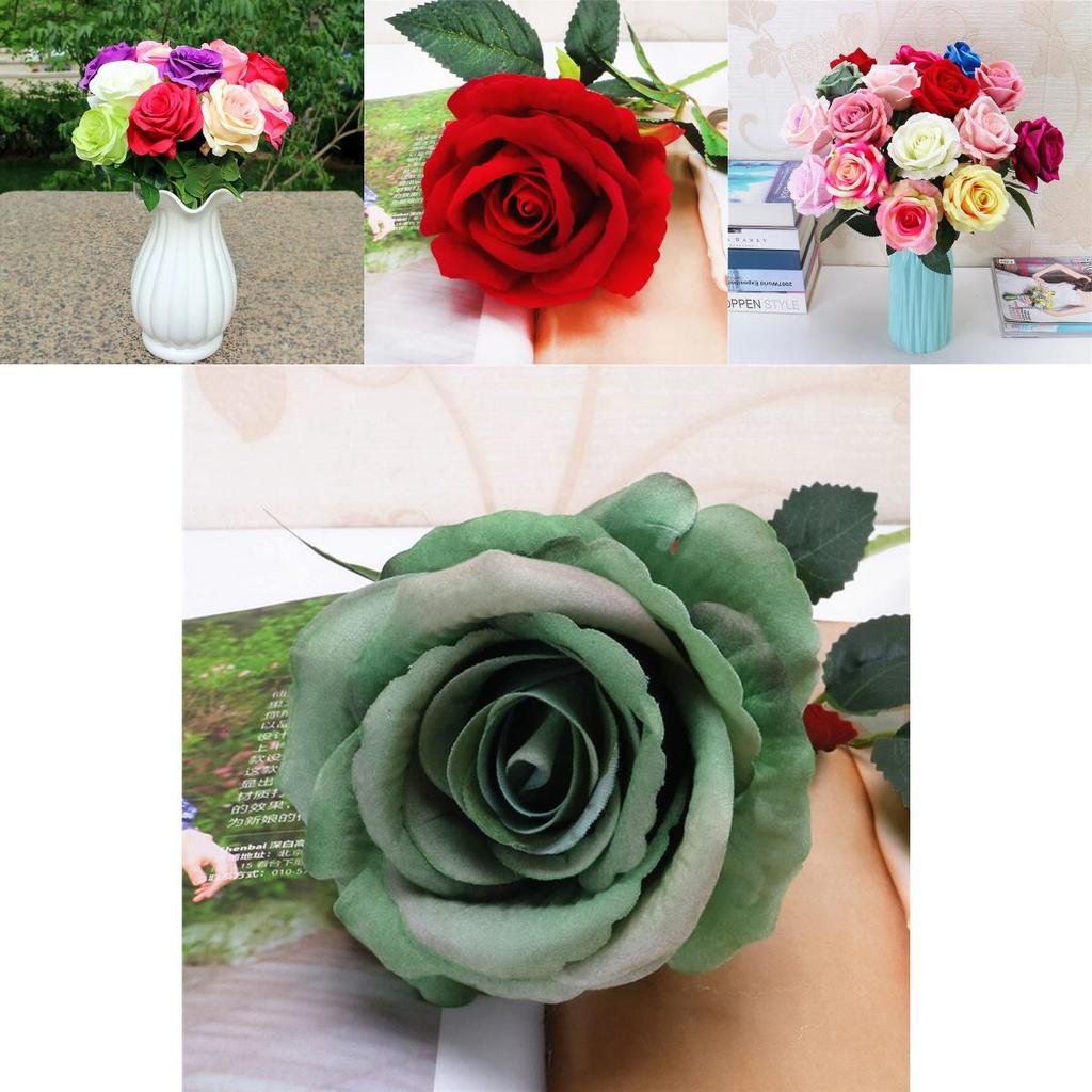 Elegant 5set Artificial Silk Fake Flowers Rose Bouquet For Wedding And Home Decor