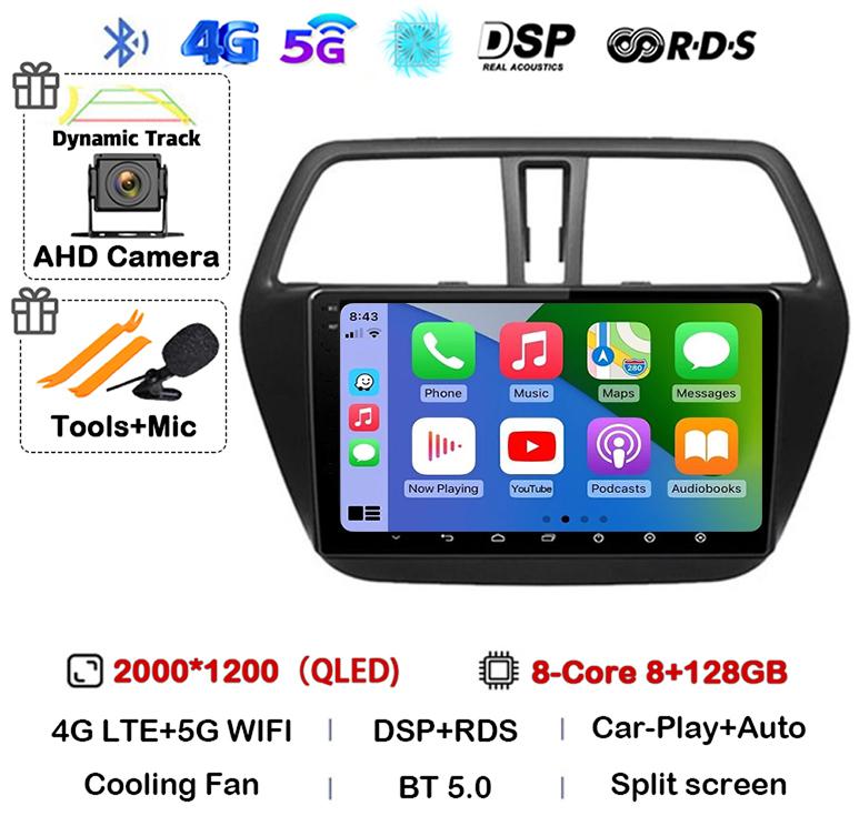 Android 14 Carplay WIFI 4G For Suzuki S-Cross SX4 2014 2015 2016 2017 Auto Car Radio GPS Multimedia Player Stereo Head Unit DSP