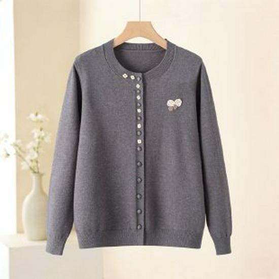 

Mom s 2026 Elegant Spring Knit Top - Stylish, Age-Defying Fashion for Middle-Aged & Elderly Women 5XL серый