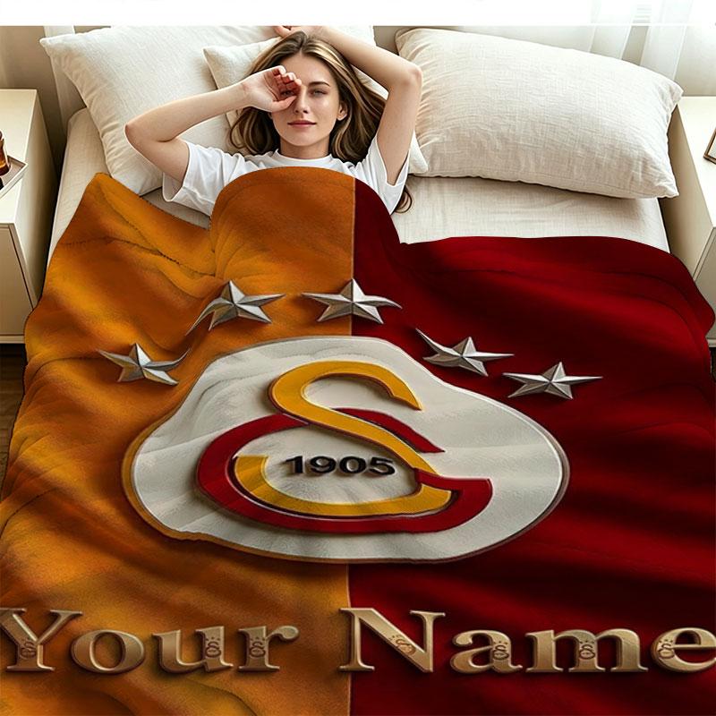 1PC Galatasaray S Custom Name Patterned Flannel Blanket Suitable For All Seasons for Home Decor Warmth and Comfort Gifts Holiday Present