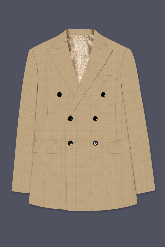 Коричневый двубортный блейзер цвета Sandrift 40