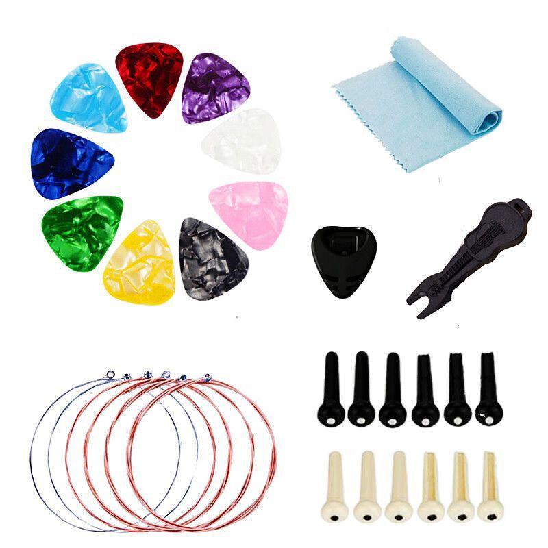 Guitar Accessories Full Set Gift Pack, Acoustic Guitar String Pick Capo Tuner String Changing Tool Set