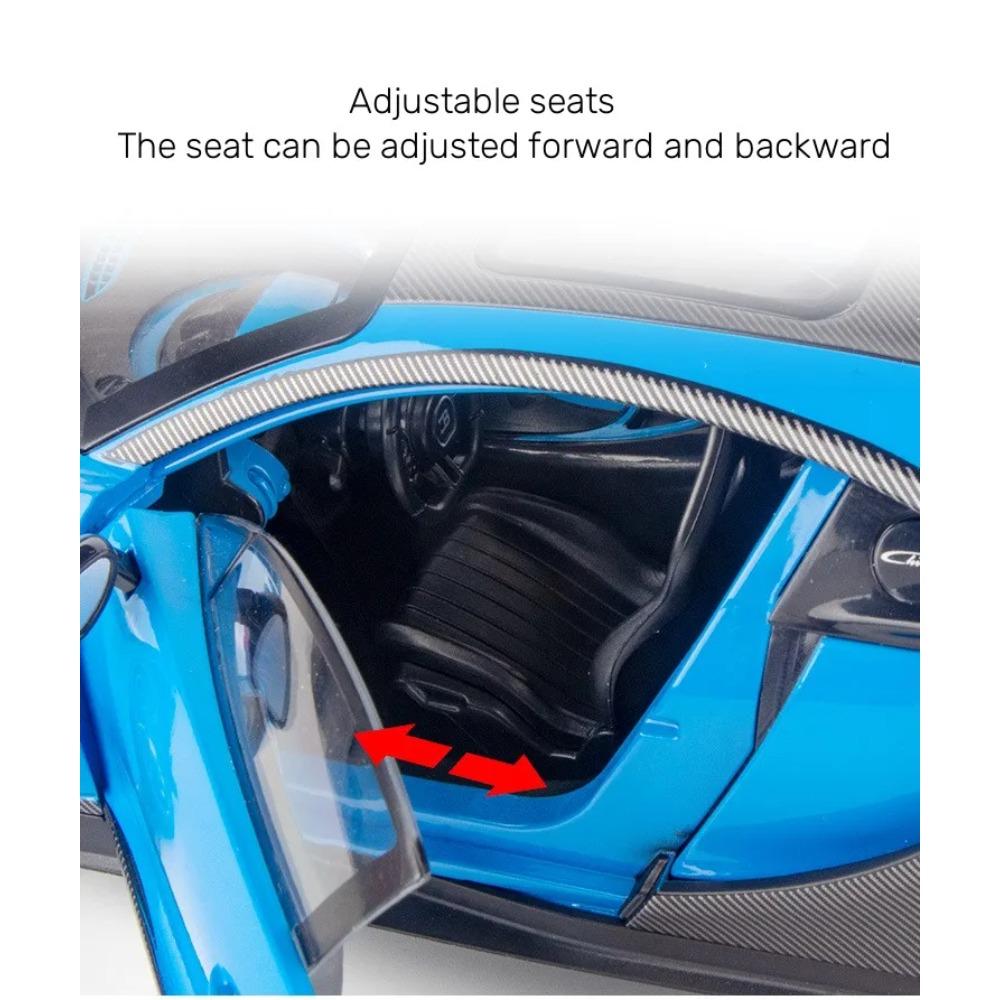 1/18 Bugatti Chiron Supercar Alloy Diecast Toy Scale Car Model Sound and Light Miniature Vehicle Children's Toy Collection Decorative Gift