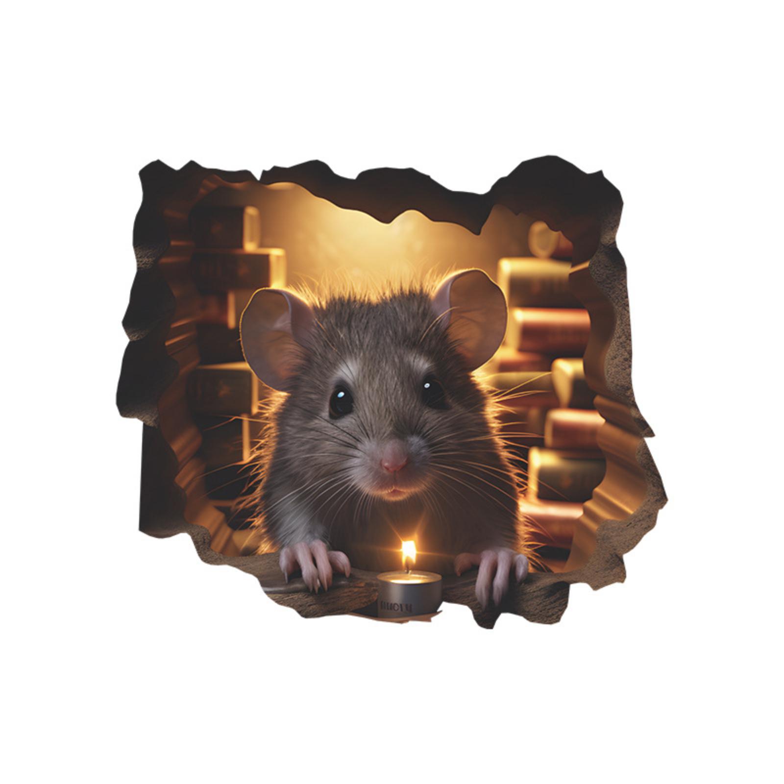 

3D Наклейка на кут стіни у вигляді мишачої нірки, ПВХ самоклейка наклейка на стіну One Size