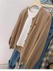 2025 Autumn/Winter Women's Wool Round Neck Knit Cardigan - Elegant Loose Sweater Coat