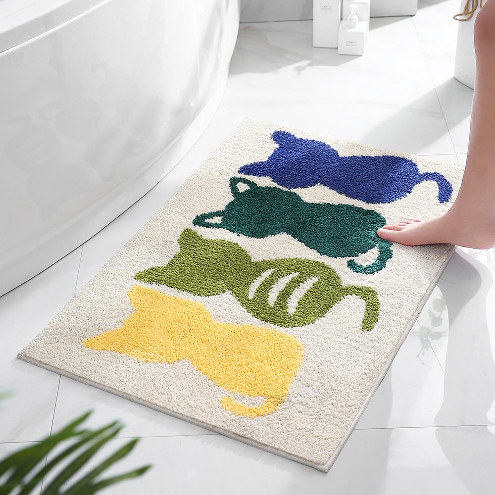 Cartoon Bathroom Non-Slip Faux Cashmere Absorbent Floor Mat