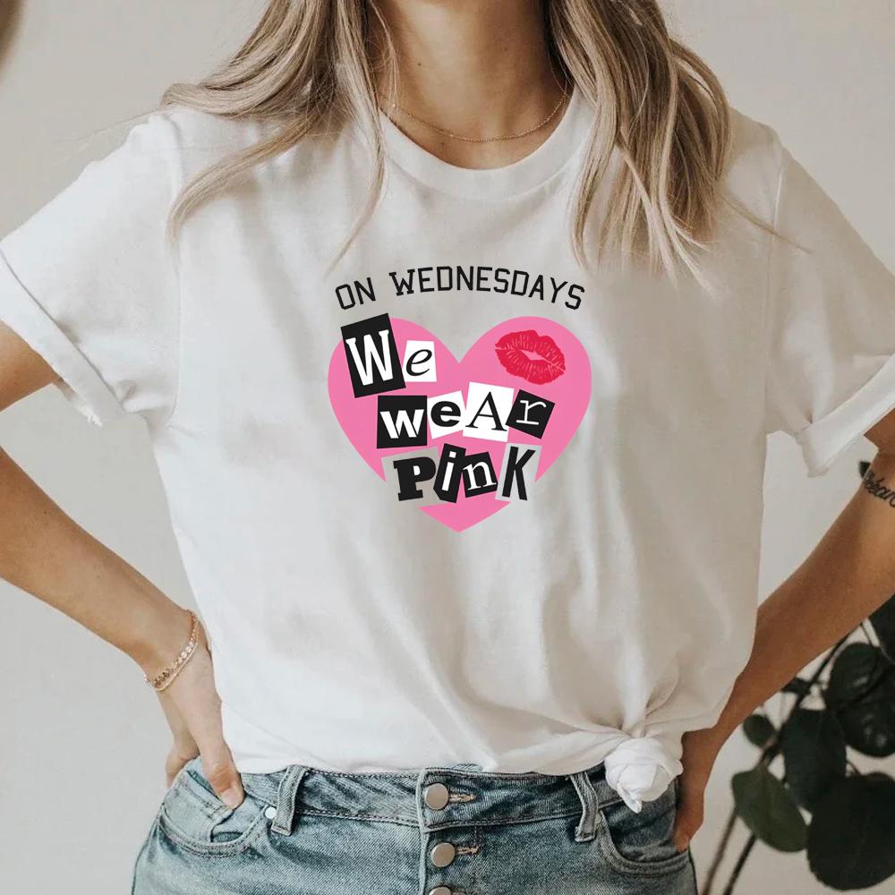 Ve středu nosíme růžové tričko pro dospělé, vtipné nové dárkové tričko pro ženy, letní tričko s krátkým rukávem s motivem zlých holek.