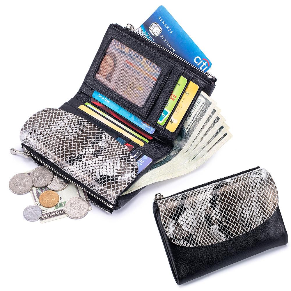 New Short Wallet, Fashionable Women's Soft Leather Texture Clutch Bag, Large Capacity Storage Bag, Snake Pattern Wallet.