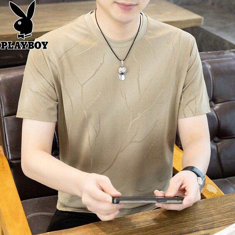 PLAYBOY Men s Lightweight Breathable Quick-Dry Short Sleeve T-Shirt M хаки
