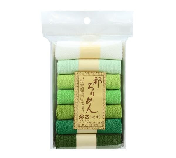 Nishimura Shoji Shoten Fabric Chirimen Plain Set Green Assortment "Miyako TM-3"