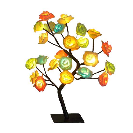 Rose Tree Table Lamp with USB Power Artificial Bonsai Flower Night Light for Bedroom Living Room Wedding Romantic Valentine’s Day Mother’s Day Gift