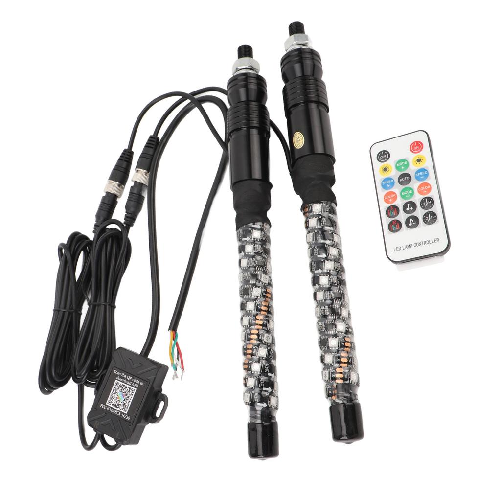 1ft LED Whip Light 20 Colors Waterproof Overload Protection Remote Control Flagpole Antenna Whips