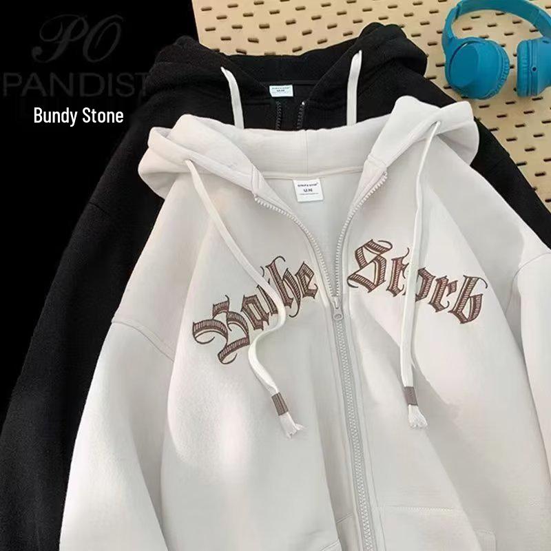 

Мужской кардиган на молнии с капюшоном: Осенне-зимний унисекс свитшот свободного кроя в хип-хоп стиле с вышивкой для пар 4XL