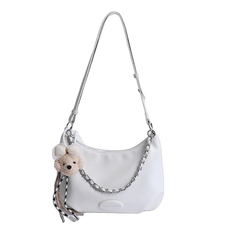 

Cute plush pendant shoulder bag women s summer new handbag fashionable versatile textured messenger bag no pendant білий
