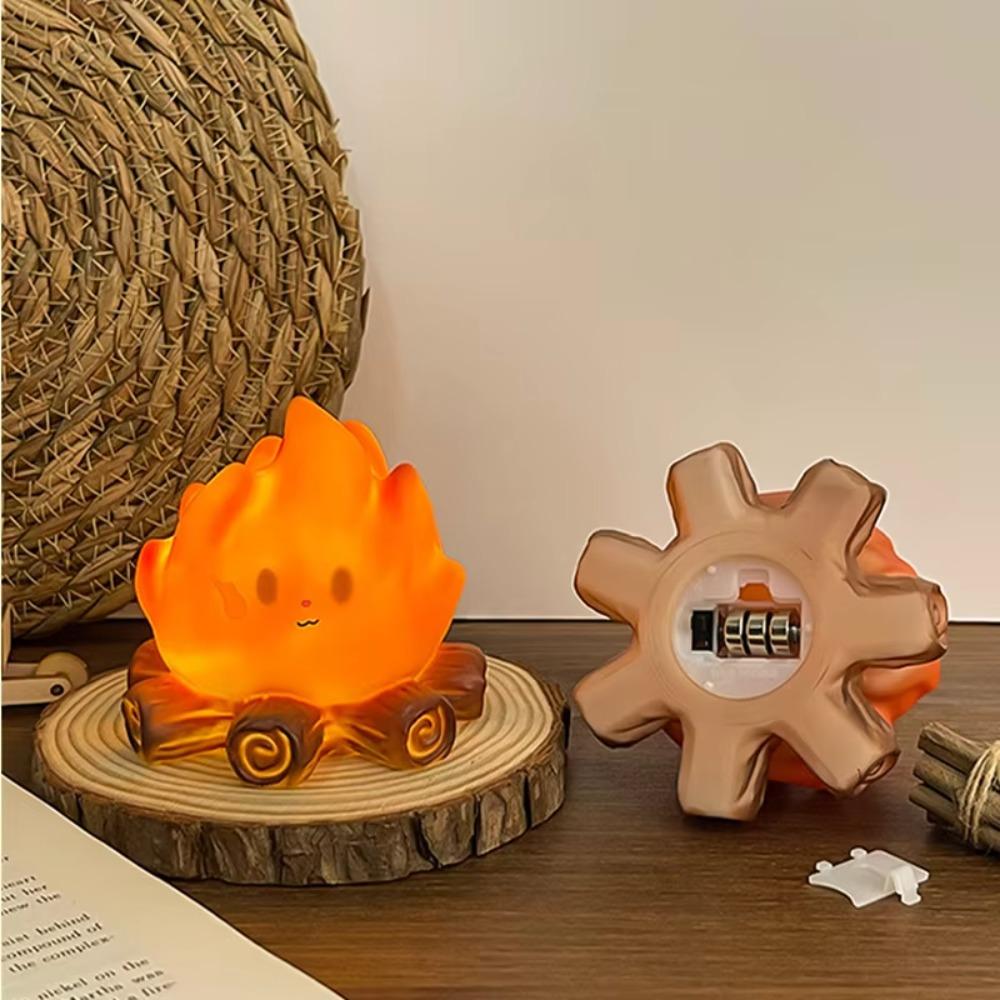 Mini Cute Cartoon Campfire Silicone Night Light, Creativity LED Flame Simulation Log Lamp, Soft Glow Bedroom Ambience Decor Toys
