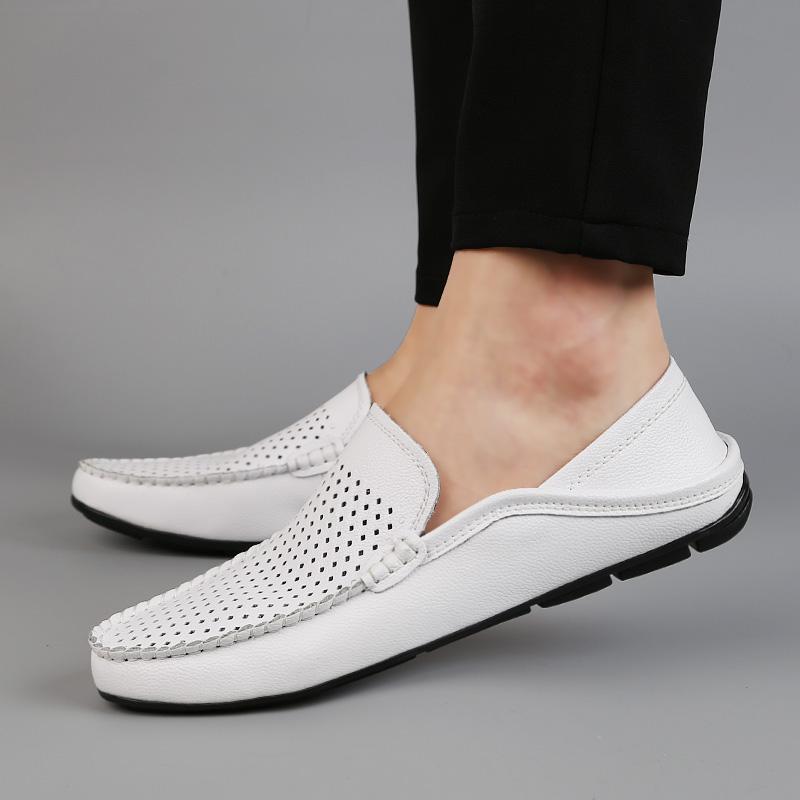 FashionGenuine Leather Slip On Men Loafer Boat Shoes High Quality Casual Footwear Male Black Party Wedding Shoes Boat Shoes Moccasins