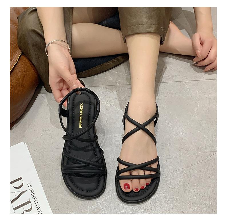 2025 Noua Sandale Romane Plate Femei Zână cu fund moale cu pantofi de plajă rochie