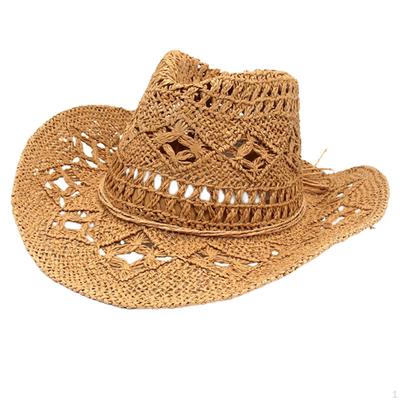 Cowboyhut, Handgeflochtene Sonnen-Schlapphut-Strandhüte für Festival, Urlaub, Reisen, Outdoor
