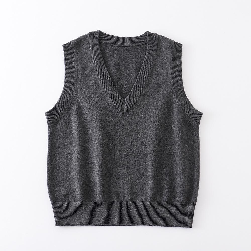 Fashion Comfortable Basic Pullover Sweater Uniform Undershirt Undershirt Sleeveless Thin Solid Color Female Student Knitwear
