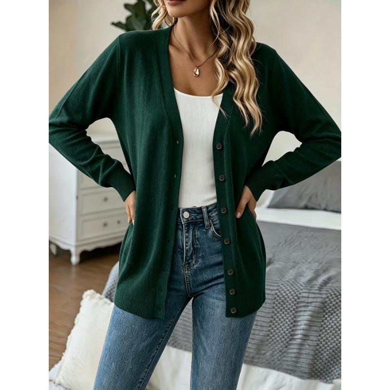 Women S Mid Length Long Sleeve Knit Cardigan Single Breasted Daily Outerwear