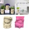 3D Little Girl Gypsum Silicone Molds for Making Succulent Plant Flower Pot