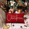 Red Merry Christmas Pillow Cover 12x20 Inch, Cotton Linen Rectangular Cushion Cover for Sofa Xmas Home Decoration