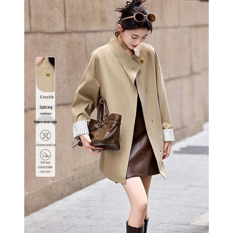 

Women s Elegant Long-Sleeved Trench Coat L
