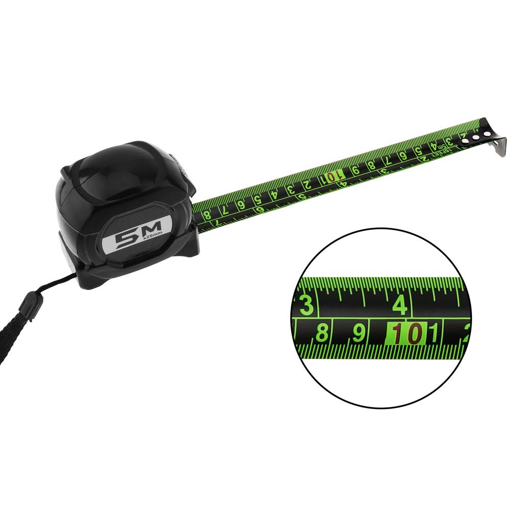 5-10M Self Locking Fluorescent Tape Measure Heavy Duty Professional Construction DIY