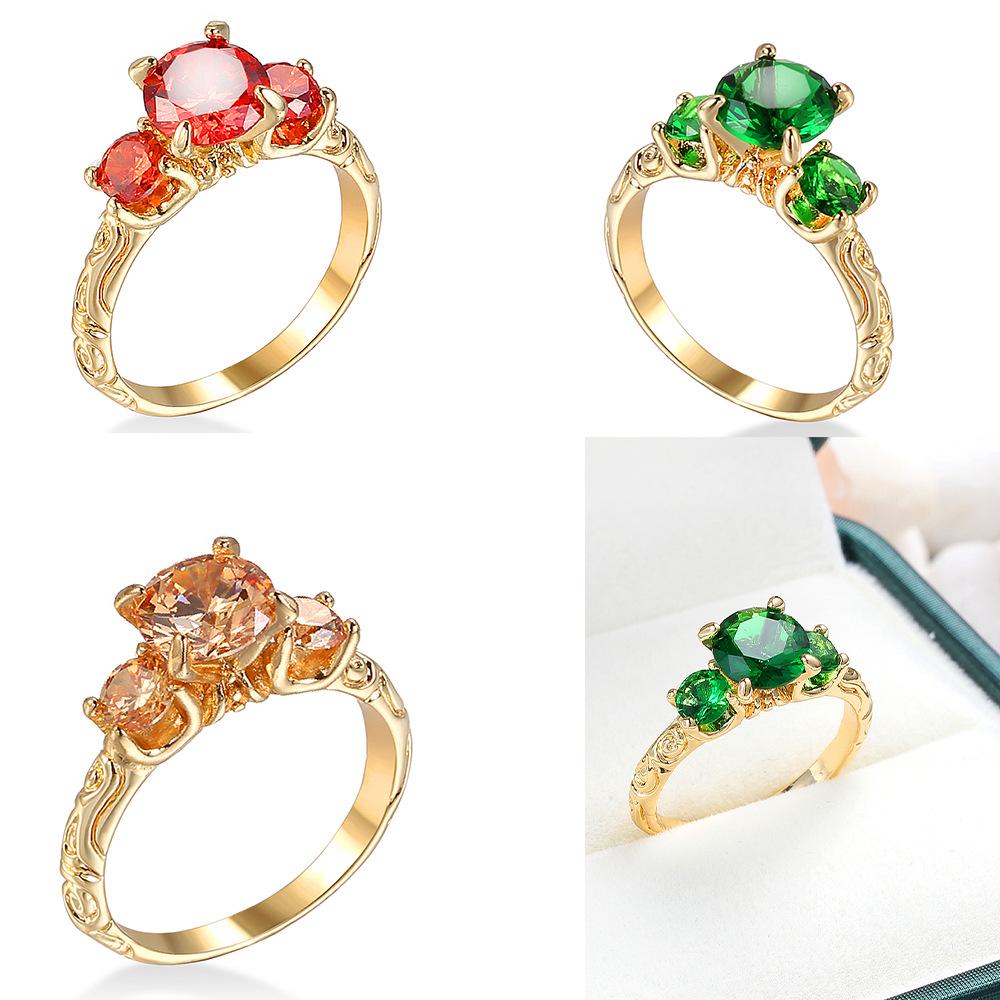

Gold-Plated Zircon Hand Ring - European & American Niche Fashion Jewelry for Women Size 8 гранат/красный