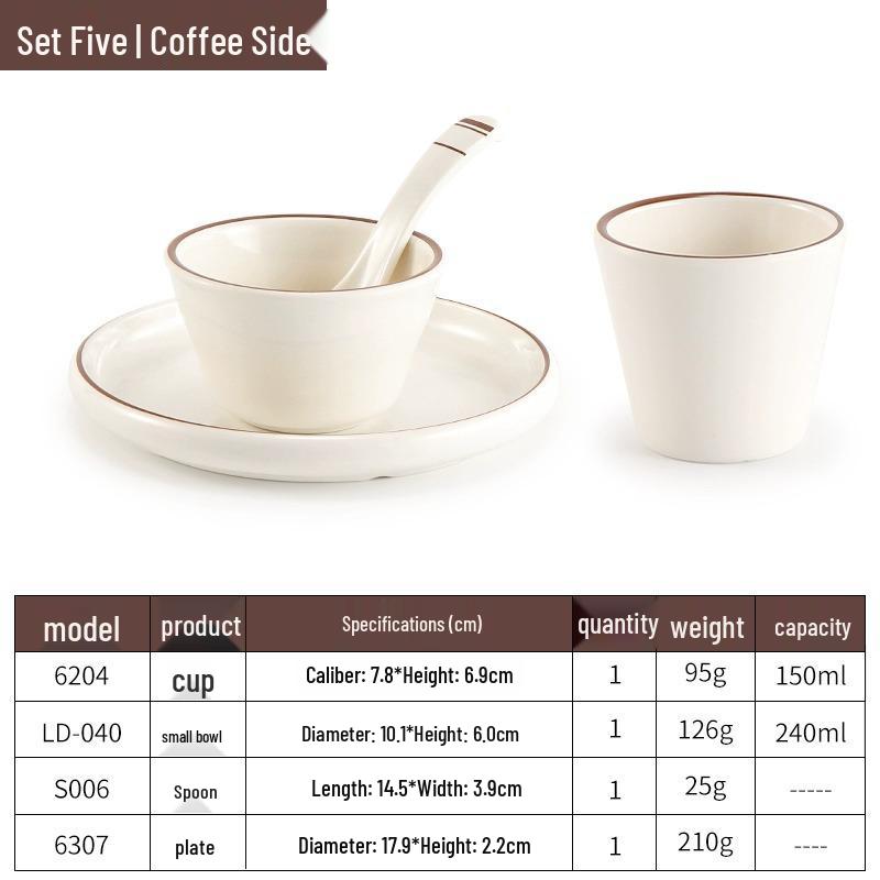 Melamine Four-Piece Table Set: Imitation Porcelain Plastic Bowls & Plates for Restaurants and Hotels