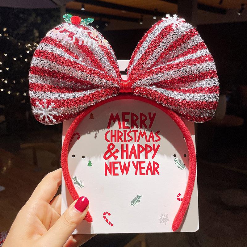 1PC Bow Headband 2025 New Christmas Hair Accessories Santa Claus Tree For Xmas Gifts Deer Horn Cute Hair Bands Party Supplies