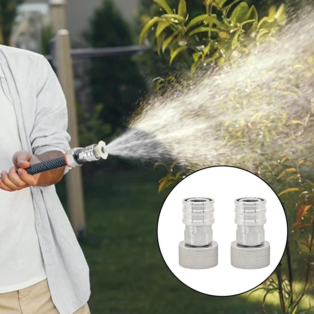 2Pcs Cleaning Machine Connector Stainless Steel 1/4 Female Garden Hose Fittings 3/4 Adapter Quick-connect Pressure Washer Parts