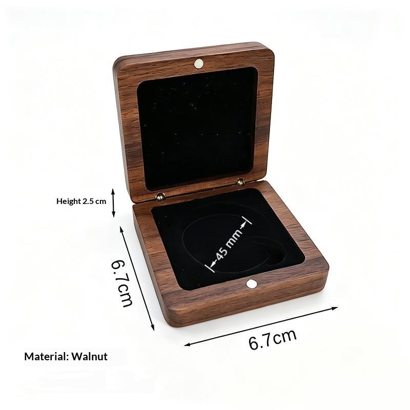 New Commemorative Coin Badge Box Black/Red Badge Ancient Coin Collection Box Walnut Wood Window Box Gift Box