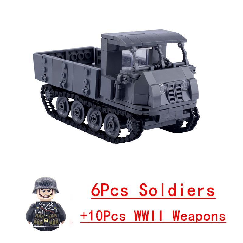 Non-Toxic Wwii Military North African Campaign Wheeled Armored Vehicle Tank Cannon Soldier Figures Building Blocks Weapon Truck Army Toy