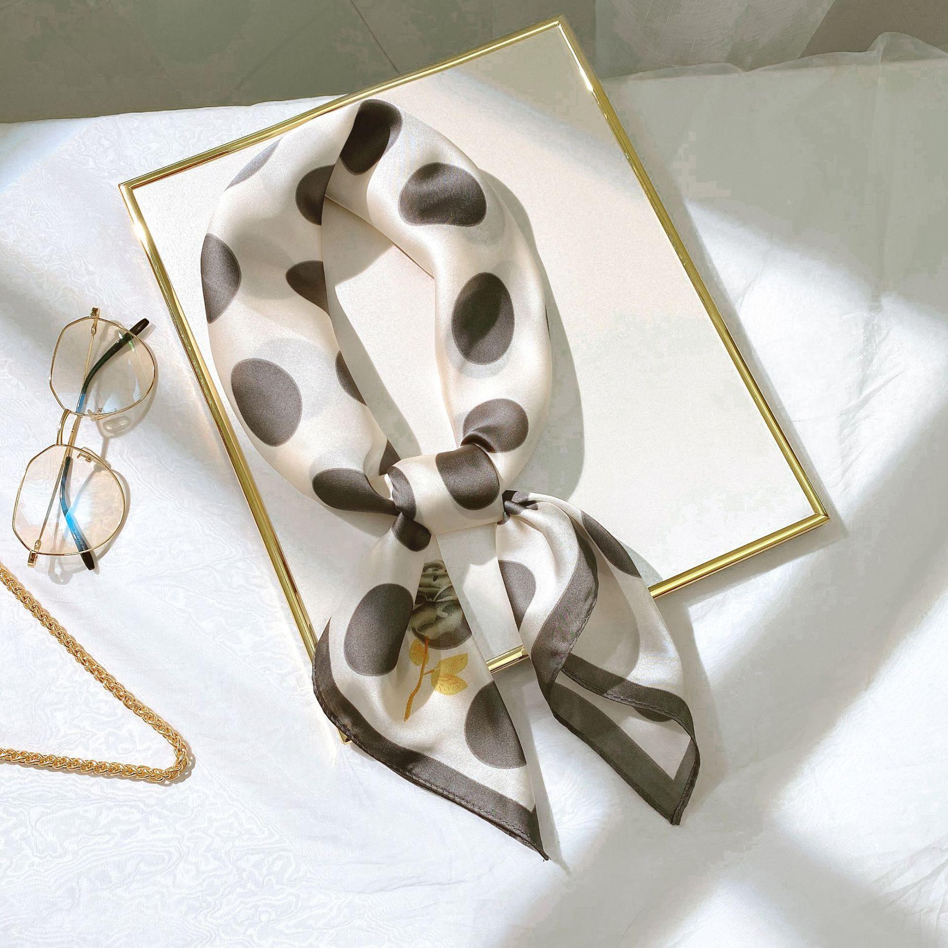 Полосатый шелковый шарф-повязка для волос 70*70CM . — фото 7