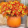 Artificial Pansy Flowers Faux Pansy Blooms with Eucalyptus Leaves UV Resistant Fake