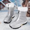 Winter New Women's Boots Thick Soled Zipper Shoes Warm High Cut Snow Boots Outdoor White Plush Comfortable Waterproof Fur Walking Shoes