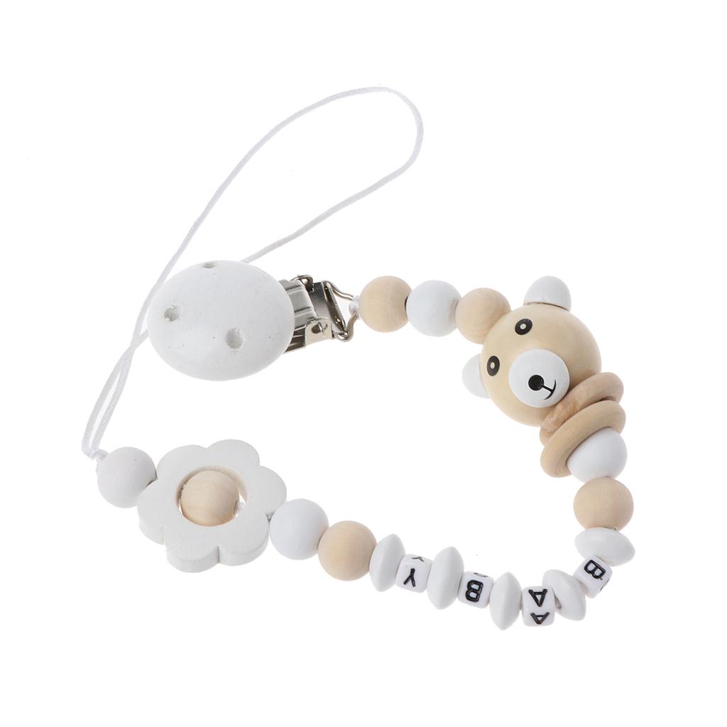 Cutebility Baby Pacifier Clip Pacifier Chain Panda Shape Hand Made Cute Colourful Beads Dummy Clip Baby Soother Holder for Baby Kid Green