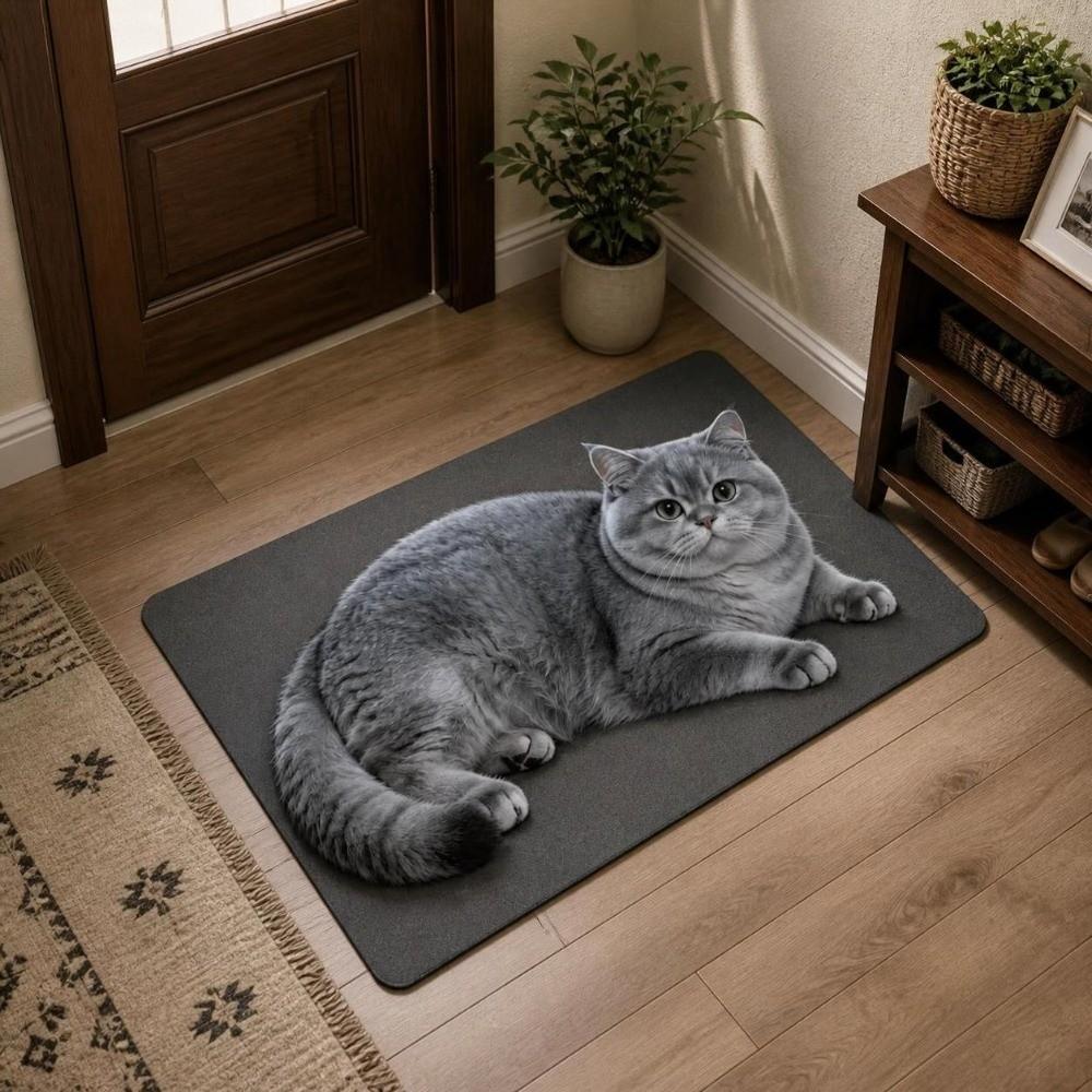 Absorbent Entryway Rug Cat Printed Home Floor Mat Cute Diatomite Door Mat Porch