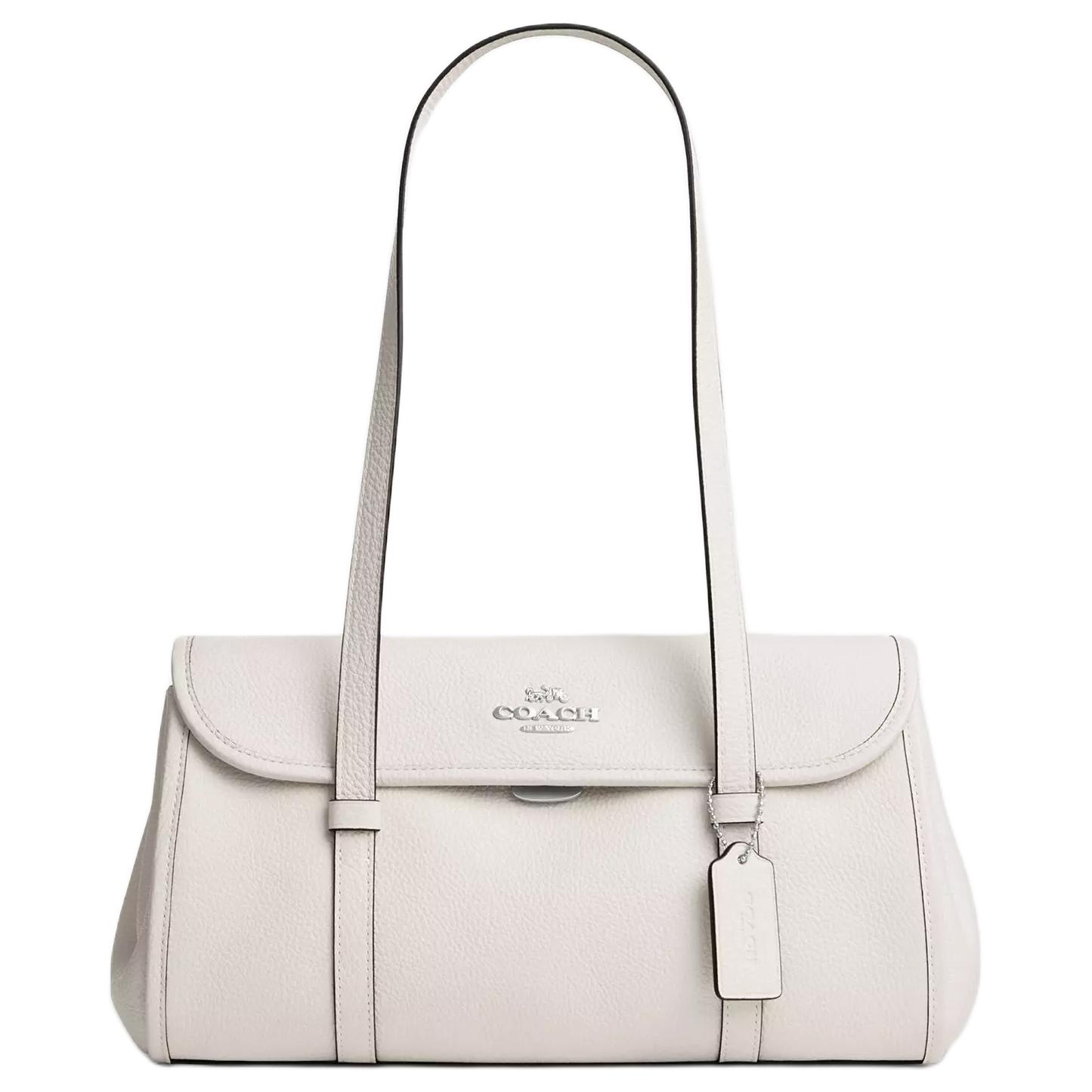

Coach Bridget 34 Silver Hardware Press Lock Closure Pebble Leather Shoulder Bag Large Women shoulder bag White CDB04-SVHA Basic Set (Bag+Dust Bag)