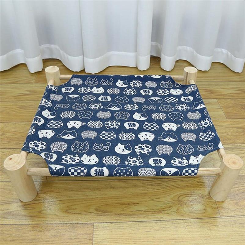 1Pc Elevated Cat Bed Pet Supplies Hammock Cat Square Washable Wooden Detachable Frame