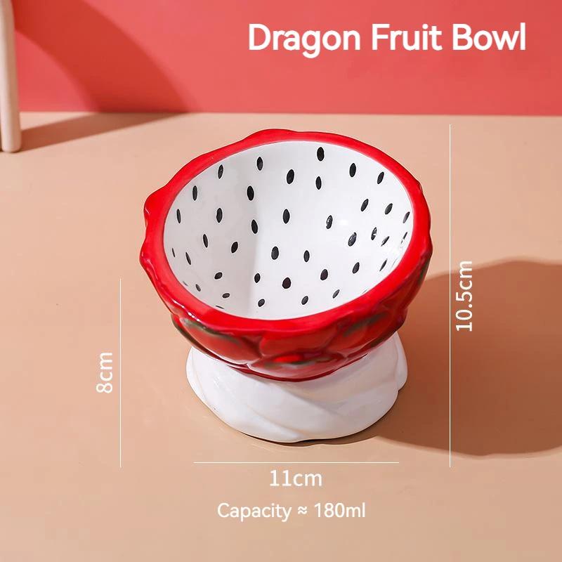 Six Fruit Designs Pet Feeding Bowls Cute Strawberry Apple Grape Peach Cearamics Cat Food Bowl Cat Feeder