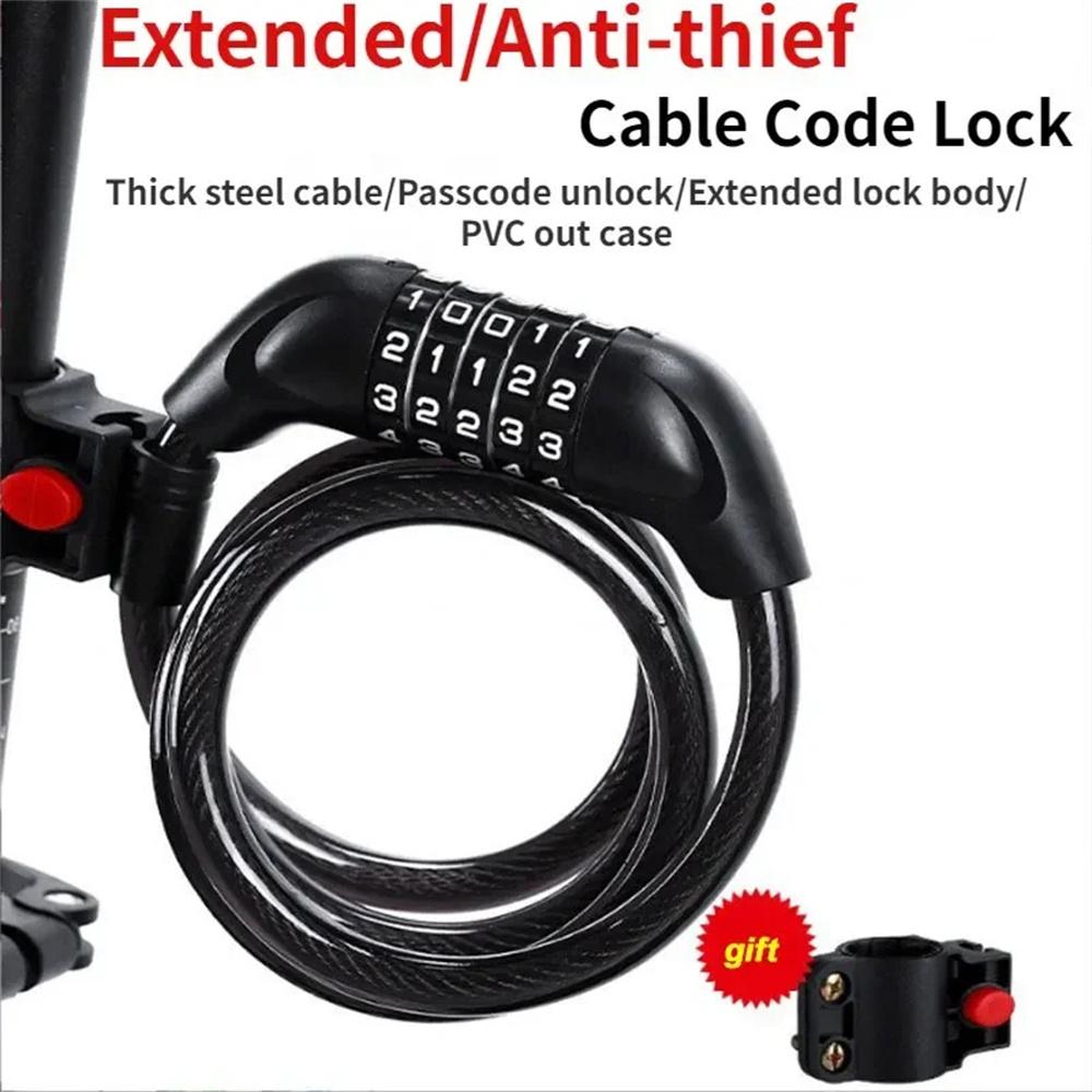 Portable Universal 5 Digit Password Bicycle Lock Steel Chain Anti Theft Security Lock For Mountain Bike And Motorcycle