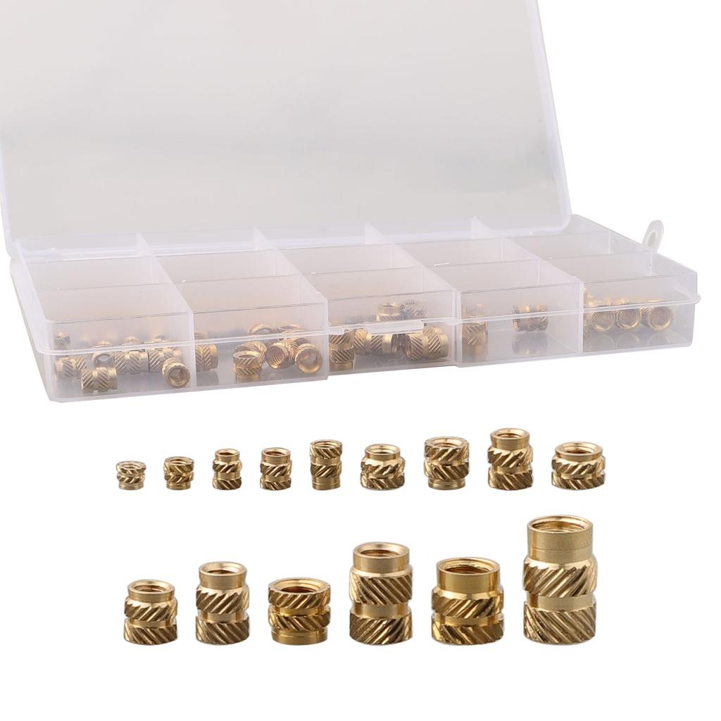 300pcs Threaded Inserts M2 M2.5 M3 M4 M5 M6 1/4-20 Insert Nuts Brass Threaded Bushing