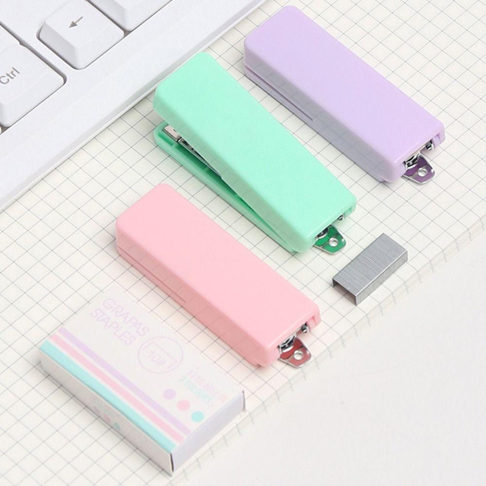 Candy Color Small Stapler Metal Manual Binding Tool Portable Bookbinding Machine  School Office