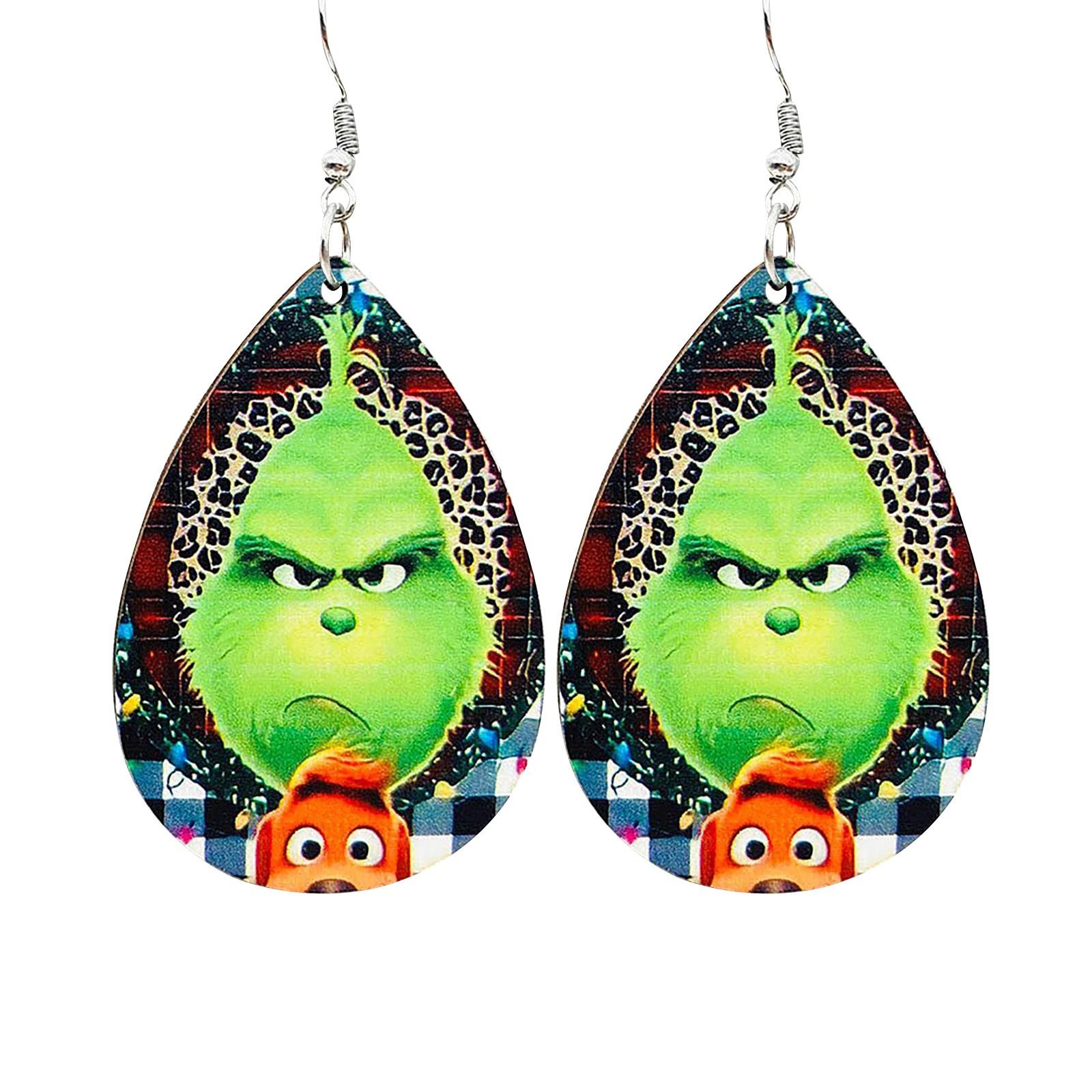 

Рождественские деревянные серьги Зеленые волосы Рождественский подарок Висячие деревянные серьги Серьги One Size