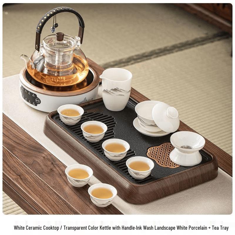Ink Wash Style Tea Set with Electric Ceramic Stove